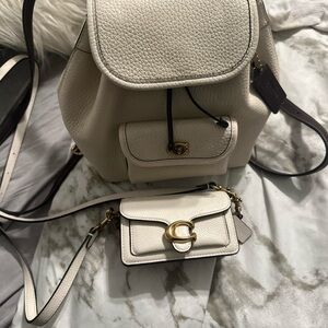 Coach Cream Leather Backpack and Crossbody Set